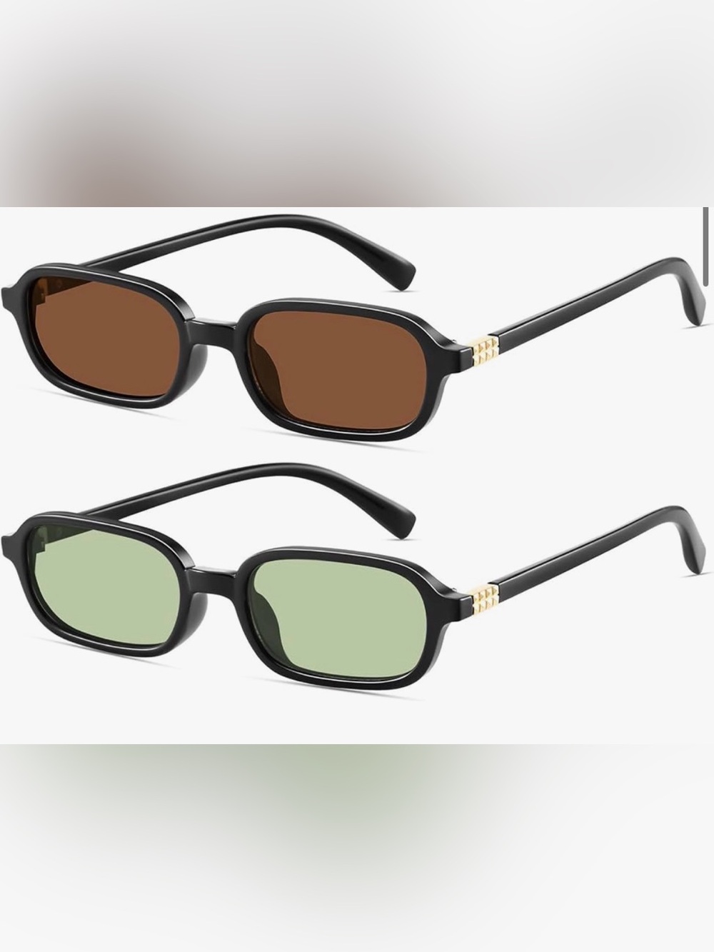 Black Frame Olive Green and Sepia Brown Colored Lens Sunglasses pair
